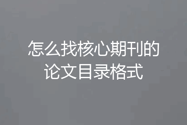 怎么找核心期刊的论文目录格式