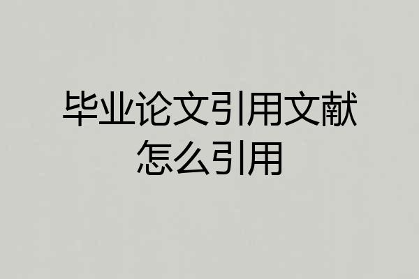 毕业论文引用文献怎么引用