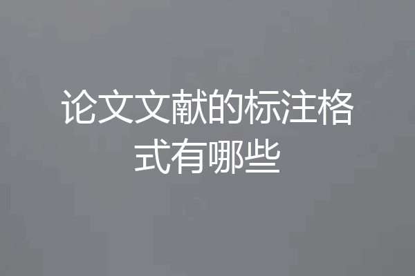 论文文献的标注格式有哪些