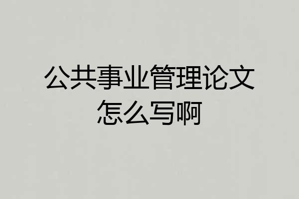 公共事业管理论文怎么写啊