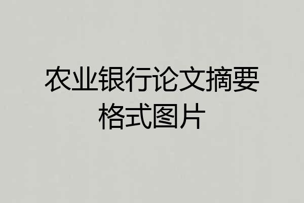 农业银行论文摘要格式图片