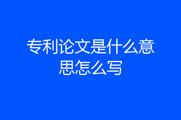 专利论文是什么意思怎么写