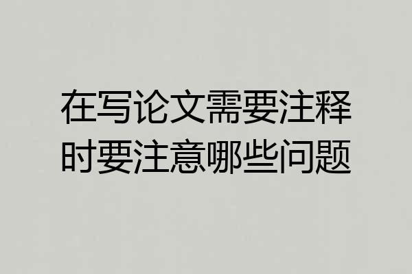 在写论文需要注释时要注意哪些问题