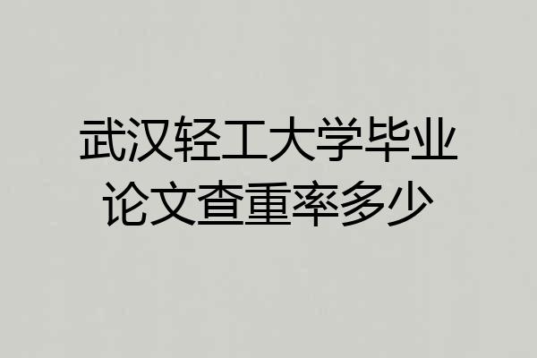 武汉轻工大学毕业论文查重率多少