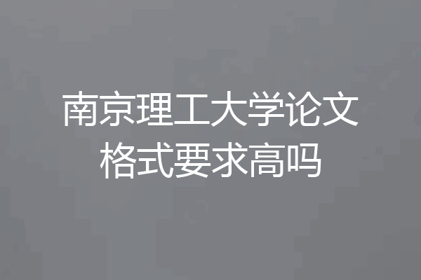 南京理工大学论文格式要求高吗