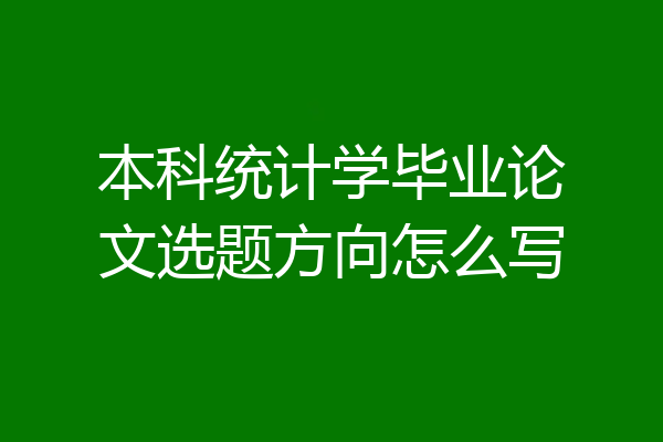 本科统计学毕业论文选题方向怎么写