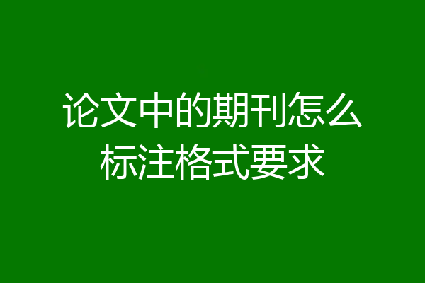 论文中的期刊怎么标注格式要求