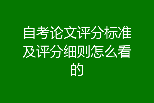 自考论文评分标准及评分细则怎么看的