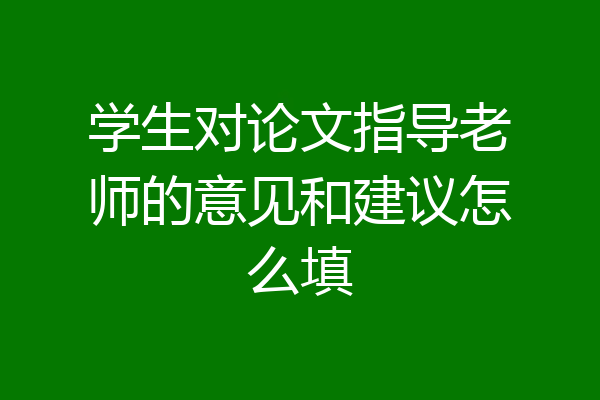 学生对论文指导老师的意见和建议怎么填
