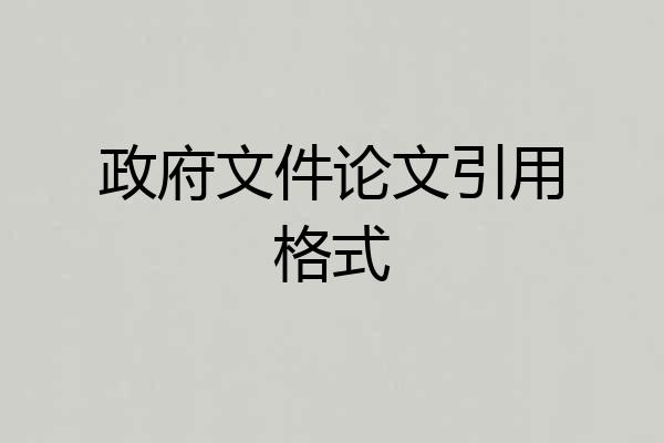 政府文件论文引用格式