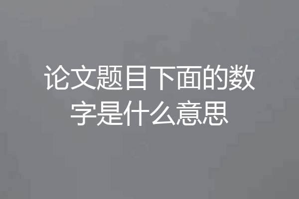 论文题目下面的数字是什么意思