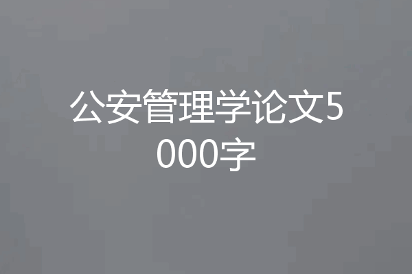 公安管理学论文5000字
