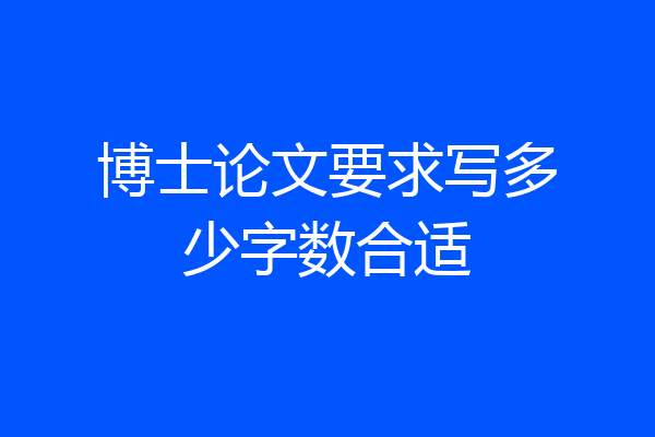 博士论文要求写多少字数合适