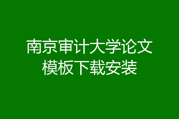 南京审计大学论文模板下载安装