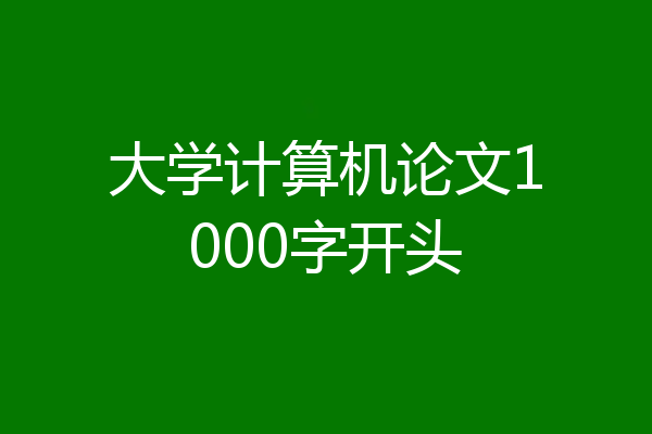 大学计算机论文1000字开头