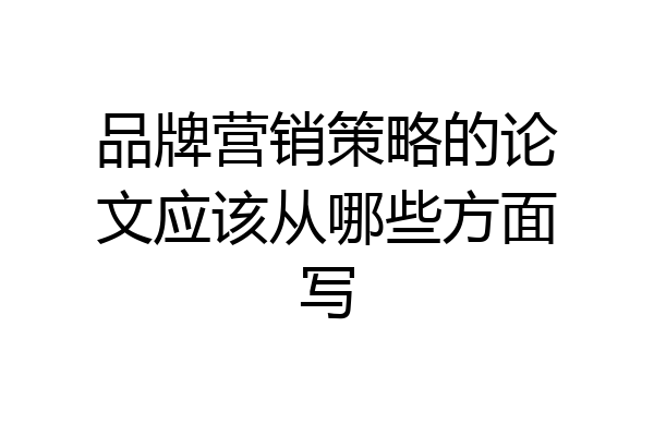 品牌营销策略的论文应该从哪些方面写