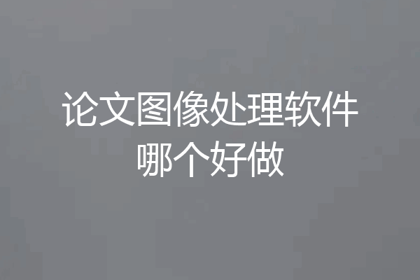 论文图像处理软件哪个好做
