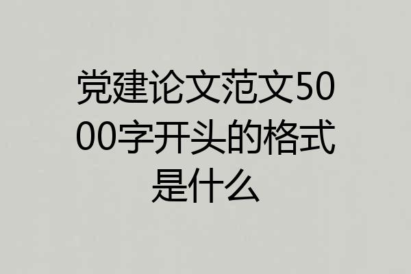 党建论文范文5000字开头的格式是什么