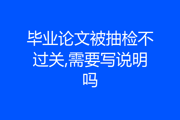 毕业论文被抽检不过关,需要写说明吗