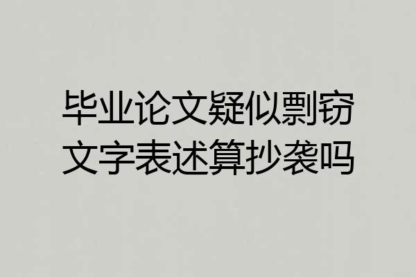 毕业论文疑似剽窃文字表述算抄袭吗