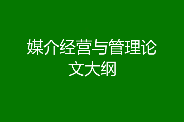 媒介经营与管理论文大纲