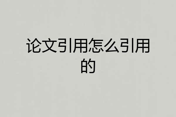 论文引用怎么引用的