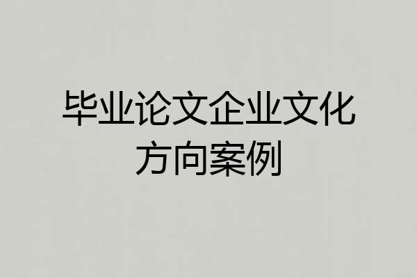 毕业论文企业文化方向案例