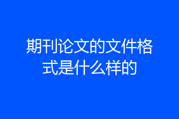 期刊论文的文件格式是什么样的