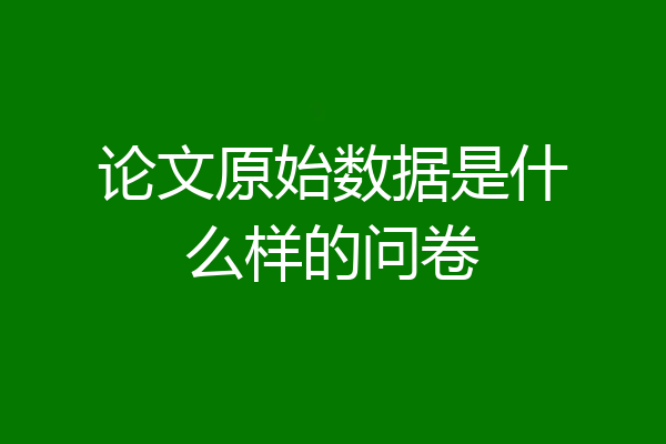 论文原始数据是什么样的问卷