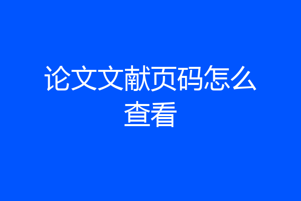 论文文献页码怎么查看