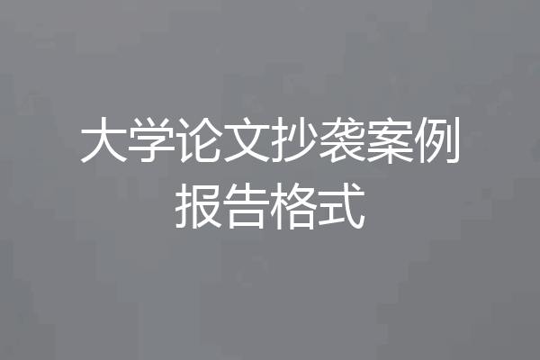 大学论文抄袭案例报告格式
