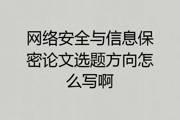 网络安全与信息保密论文选题方向怎么写啊