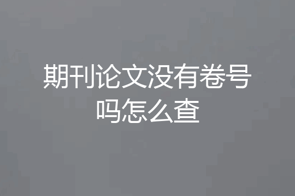 期刊论文没有卷号吗怎么查
