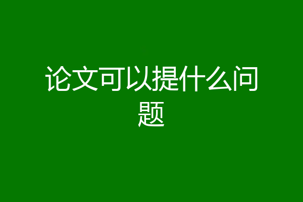 论文可以提什么问题