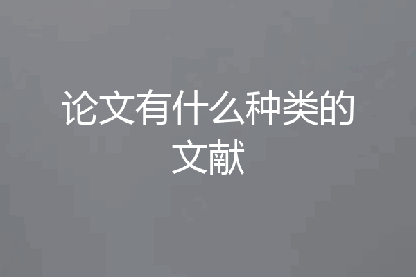 论文有什么种类的文献