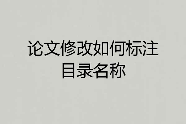 论文修改如何标注目录名称