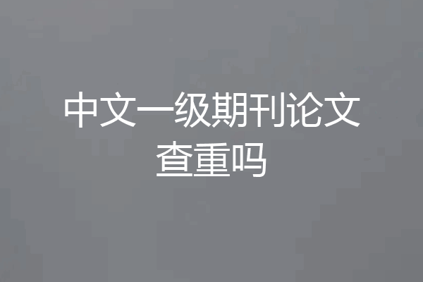 中文一级期刊论文查重吗