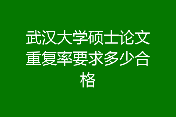 武汉大学硕士论文重复率要求多少合格