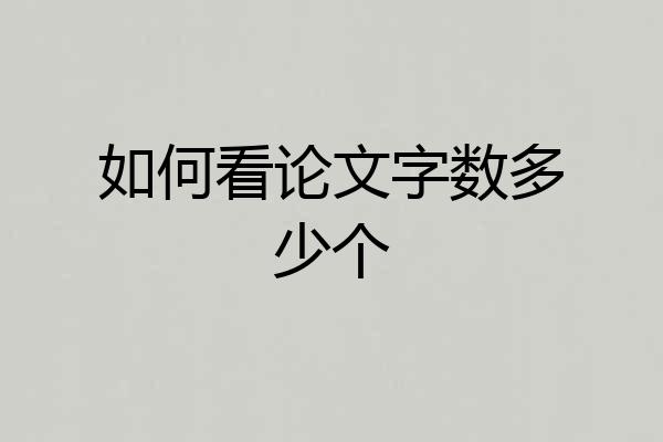 如何看论文字数多少个