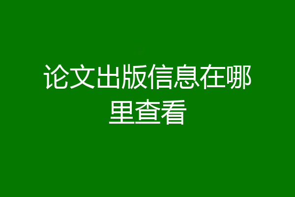 论文出版信息在哪里查看