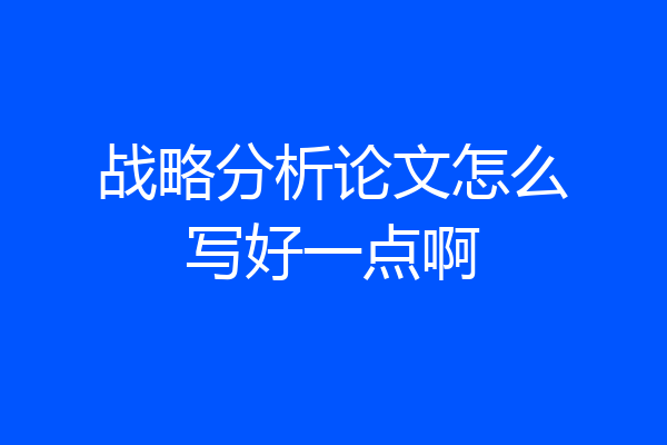 战略分析论文怎么写好一点啊