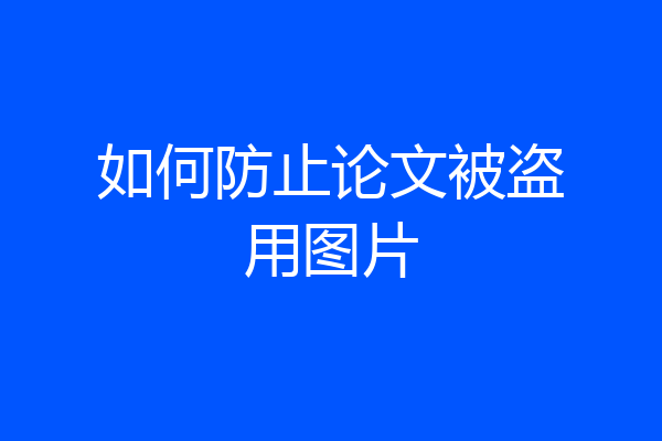 如何防止论文被盗用图片