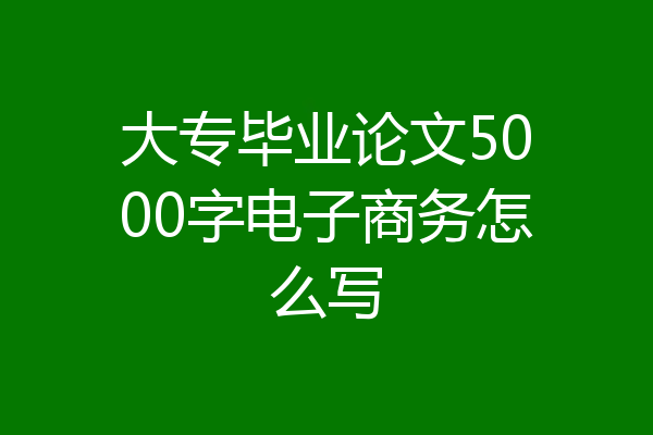 大专毕业论文5000字电子商务怎么写