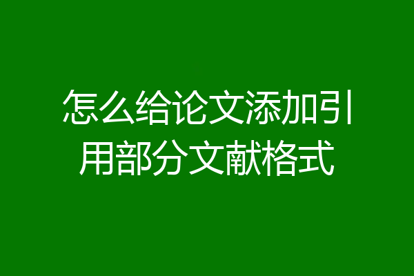 怎么给论文添加引用部分文献格式