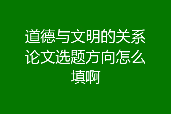 道德与文明的关系论文选题方向怎么填啊