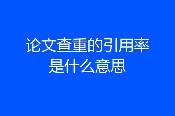 论文查重的引用率是什么意思