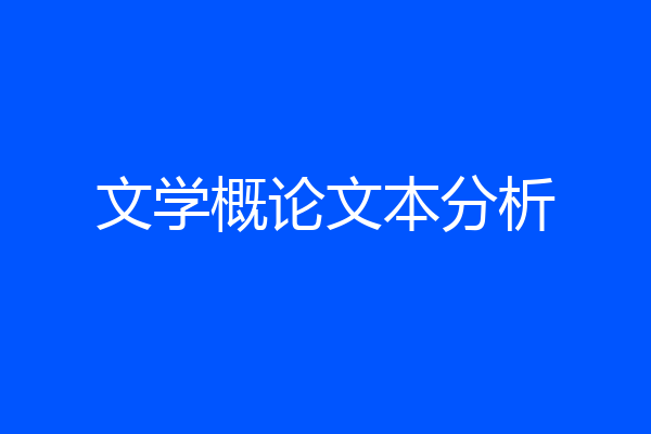 文学概论文本分析