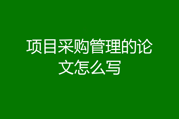 项目采购管理的论文怎么写