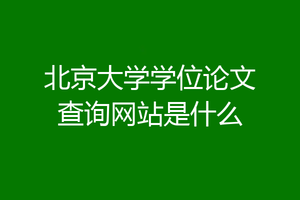 北京大学学位论文查询网站是什么
