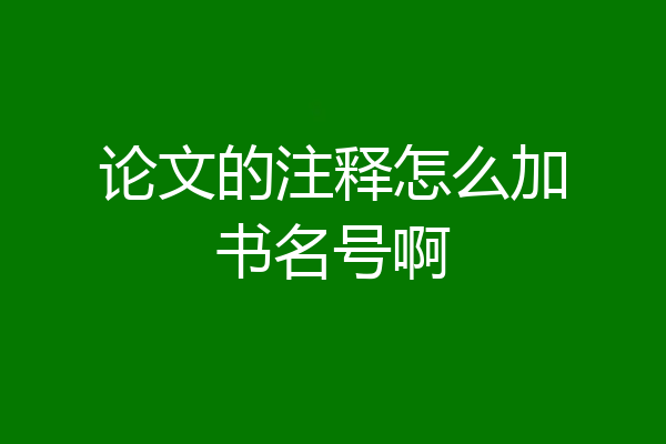 论文的注释怎么加书名号啊